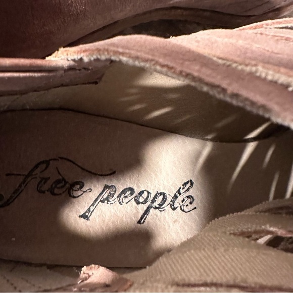 Free People “Lost Valley” Leather Ankle Boot Distressed Straps in Grayish Tan 40 - Picture 9 of 16